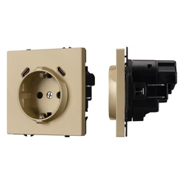 Фото #1 товара ARL NOBE Розетка зк со шторками с USB тип C+С софт-тач золотой песок SCT-MUCC-SFPL-GD (250V, 16A) (Arlight, -)