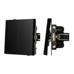 Фото #1 товара Механизм выключателя двухклавишный проходной SWT-TENDO-MKP2-PL-BK (230V, 10A) (Arlight, Черный)