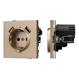 Фото #1 товара Механизм розетки с USB зарядкой SCT-TENDO-MUAA-PL-GD (230V, 16A) (Arlight, Песочный)