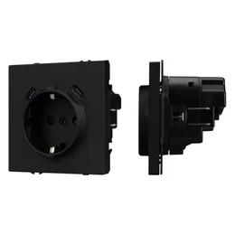 Фото #1 товара ARL NOBE Розетка зк со шторками с USB тип C+С софт-тач черный оникс SCT-MUCC-SFPL-BK (250V, 16A) (Arlight, -)