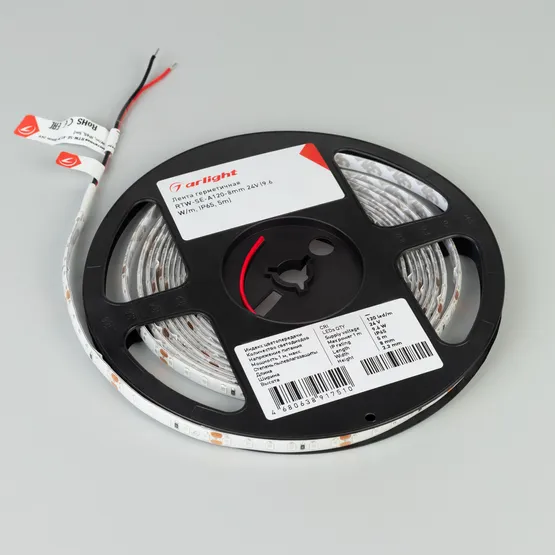 Фото #2 товара Светодиодная лента герметичная RTW-SE-A120-8mm 24V Yellow (9.6 W/m, IP65, 2835, 5m) (Arlight, 9.6 Вт/м, IP65)