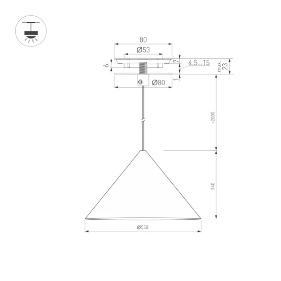 Фото #3 товара Светильник SP-MAKOTO-R550-14W Warm2700 (BK, 36 deg, 230V, TRIAC) (Arlight, IP20 Металл, 3 года)