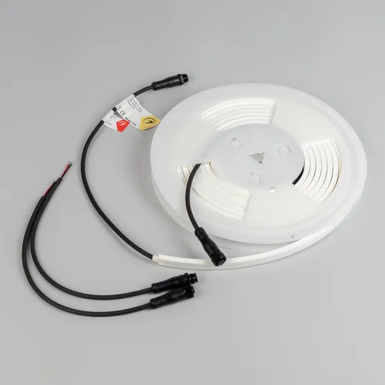 Фото #4 товара Светодиодная лента герметичная WAVE-SIDE-PU-A120-06x12mm 24V Warm3000 (8 W/m, IP68, 5m, wire x2) (Arlight, Вывод прямой, 3 года)