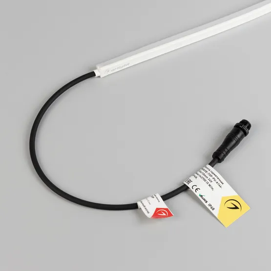 Фото #2 товара Светодиодная лента герметичная WAVE-TOP-PU-A144-10x10mm 24V Warm3000 (5 W/m, IP68, 3m, wire x1) (Arlight, Вывод боковой, 3 года)
