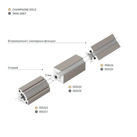 Фото #3 товара Профиль с экраном SL-KANT-H10-SQUARE-2000 IRON GREY (Arlight, Алюминий+пластик)