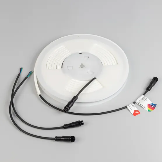 Фото #5 товара Светодиодная лента герметичная WAVE-SIDE-PU-H120-06x12mm 24V RGB (8 W/m, IP68, 5m, wire x2) (Arlight, Вывод прямой, 3 года)