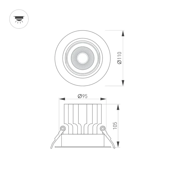 Фото #2 товара Светильник MS-VORTEX-BUILT-R110-20W Warm3000 (BK-BK, 40 deg, 230V) (Arlight, IP20 Металл, 5 лет)