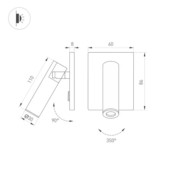 Фото #2 товара Светильник SP-READER-S60x86-3W Warm2700 (BK, 20 deg, 230V) (Arlight, IP20 Металл, 3 года)