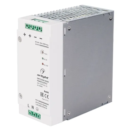 Фото товара Блок питания ARV-DRP240-24 (24V, 10A, 240W, PFC) (Arlight, IP20 DIN-рейка)