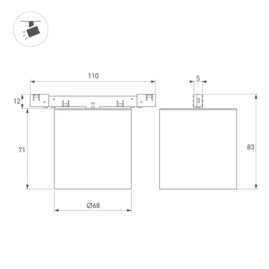 Фото #2 товара Светильник MAG-MICROCOSM-POINT-R68-7W Day4000 (WH, 36 deg, 24V) (Arlight, IP20 Металл, 5 лет)