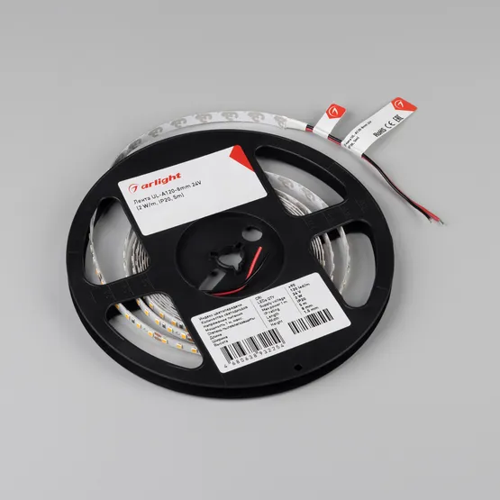 Фото #2 товара Светодиодная лента UL-A120-8mm 24V Warm3000 (2 W/m, IP20, 5m) (Arlight, Открытый)