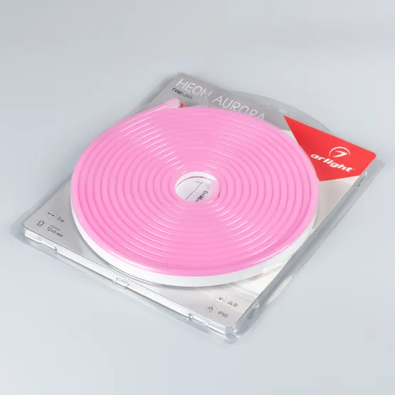 Фото #2 товара Светодиодная лента герметичная AURORA-PS-A120-12x6mm 24V Pink (10 W/m, IP65, 2835, 5m) (Arlight, Силикон)