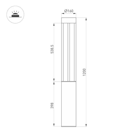 Фото #9 товара Светильник LGD-CASTELLO-BOLL-H1200-20W Warm3500-MIX (GR, 80 deg, 230V) (Arlight, IP65 Металл, 5 лет)