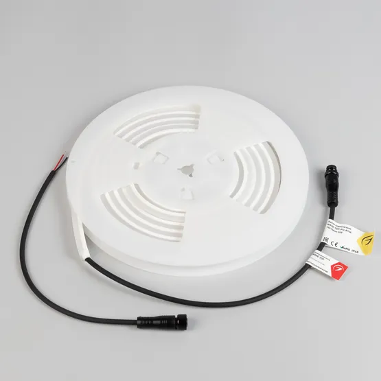 Фото #3 товара Светодиодная лента герметичная WAVE-TOP-PU-A144-10x10mm 24V Warm3000 (5 W/m, IP68, 3m, wire x1) (Arlight, Вывод боковой, 3 года)