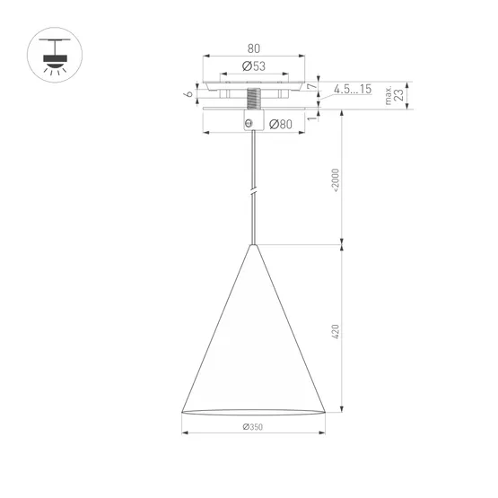 Фото #3 товара Светильник SP-MAKOTO-R350-14W Warm2700 (BK, 36 deg, 230V, TRIAC) (Arlight, IP20 Металл, 3 года)