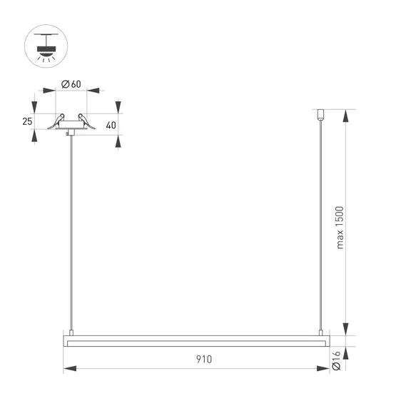 Фото #4 товара Светильник подвесной SP-UMBRA-H-L900-15W Warm3000 (Черный, 120 deg, 230V) (Arlight, IP20 Металл, 3 года)