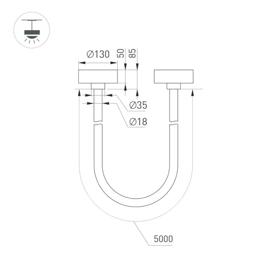 Фото #4 товара Светильник SP-TROPIC-SURFACE-R18-L5000-58W Day4000 (GD, 360 deg, 230V) (Arlight, IP20 Пластик, 3 года)